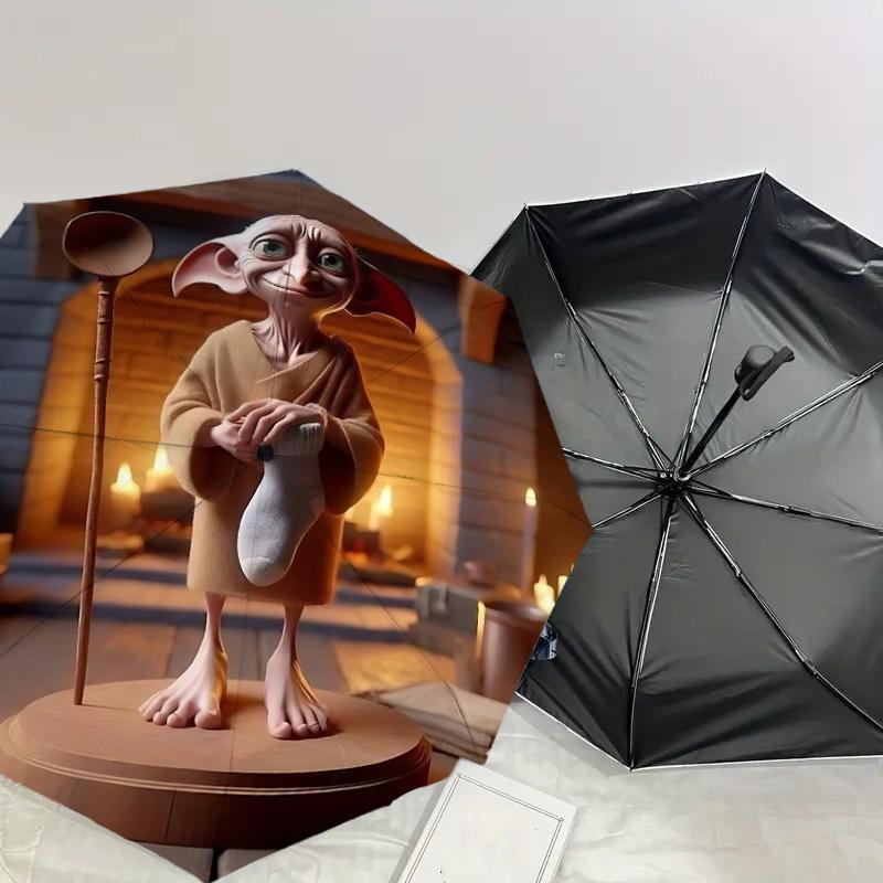 1PC Warner Dobby Wizarding World Umbrella-8-Rib Reinforced, Automatic Open, Lightweight & Durable-A32