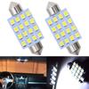 2 шт. белых светодиодов 36 мм 41 мм 16SMD 12 В для освещения купола, чтения, подсветки номерного знака автомобиля, лампы багажника, клиновидные лампы, светодиодные лампы на крышу автомобиля