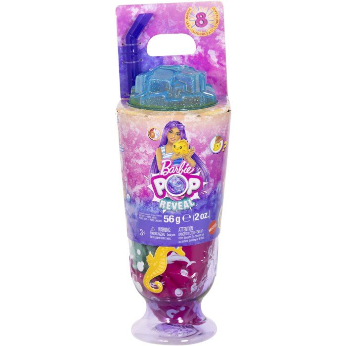 Poupée surprise - BARBIE - Pop Reveal Océan Hippocampe JKF61 - 8 surprises - Slime - Accessoires