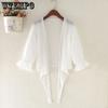 Chiffon Cardigan White Transparent Mesh Shawl Pagoda Sleeve Women's Sun Protection Clothing Short Thin Coat Summer Matching Straps