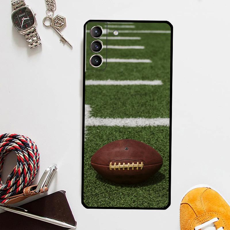Rugby Ball Case For Samsung Galaxy S24 Ultra S20 S21 S22 S23 Plus S9 S10 S24 FE S25 Ultra Cover Coque