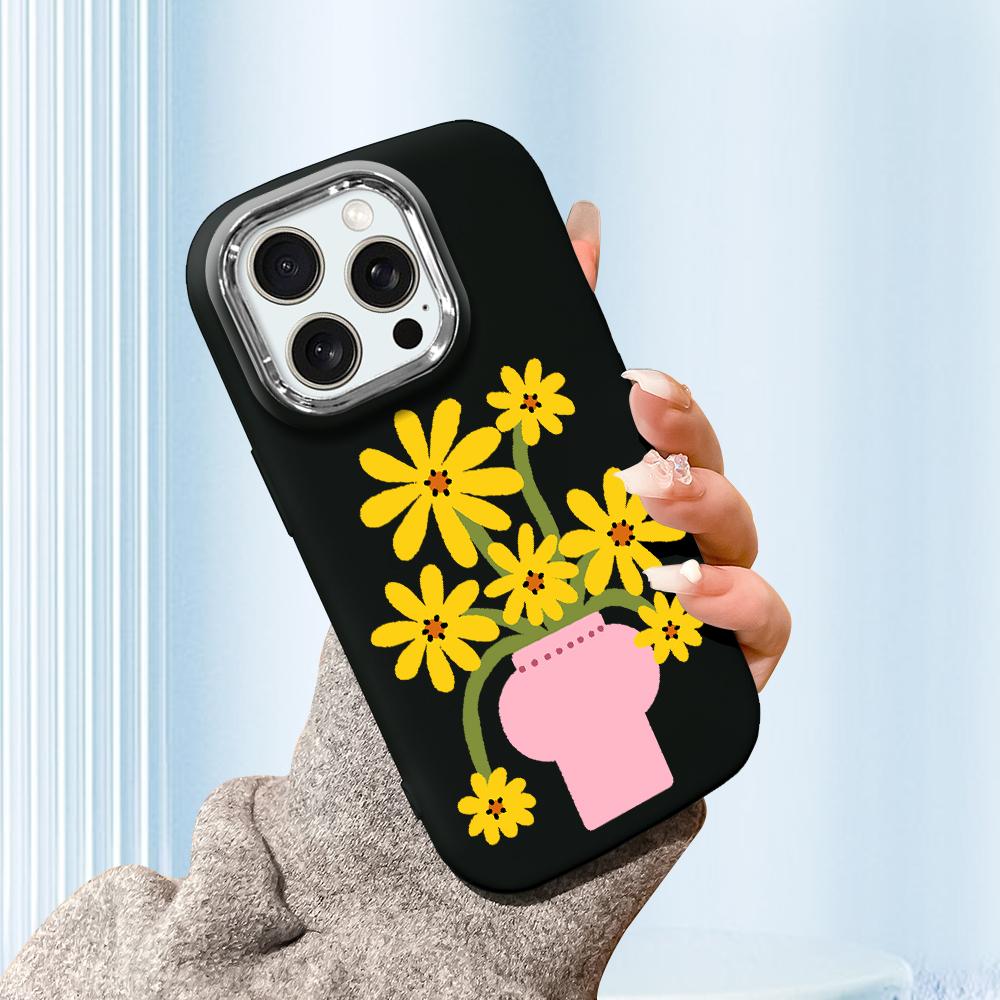 Для iPhone 15 14 13 11ProMax 14 15 16 Samsung S25 S24 S23 S22 Redmi 10 13 14C Мультяшный Черный Кот Серебристый Край Мягкий Жидкий Силикон Защитный Чехол