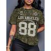 Comfortable Loose Fit Cotton Blend Crew Neck Short Sleeve Tee With 3D Print Design Women 2025