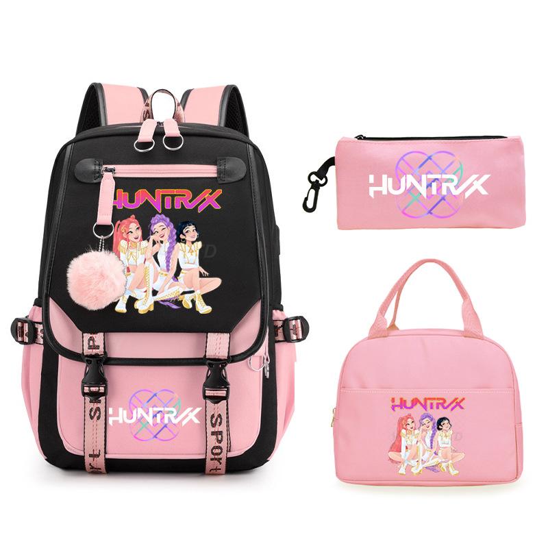 KPop Demon Hunters Rumi Anime Merchandise Backpack and Pencil Case Convenient Backpack for Couples for Business Trips and Travel