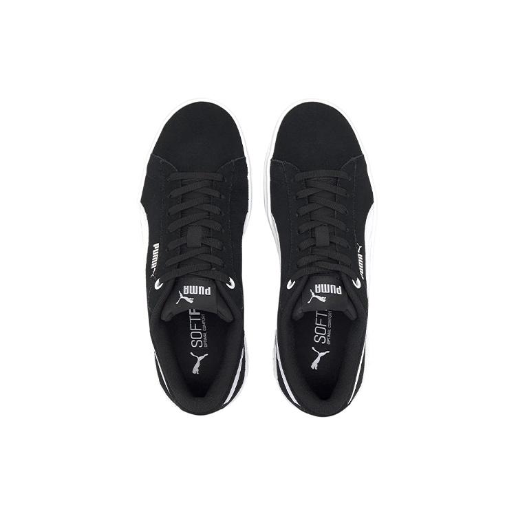 (WMNS) PUMA Smash Platform V2 Suede 'Black White' Women's 373037-04