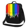 Pride Flag Drip Design Insulated Lunch Tote Bag for Women Rainbow Lesbian Resuable Cooler Thermal Food Lunch Box School