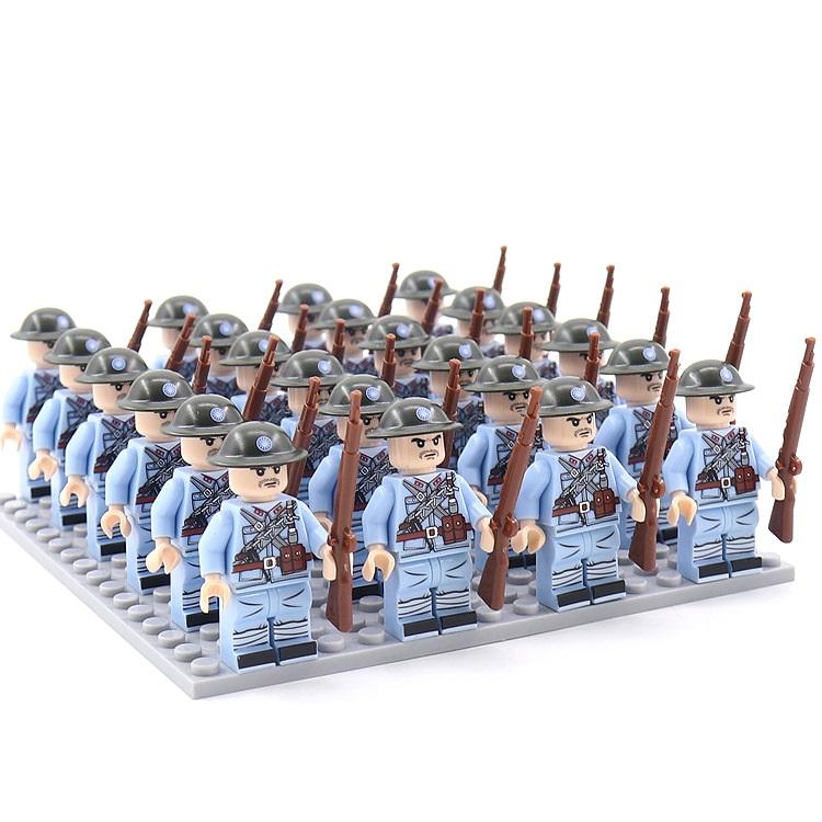 24PCS/SET World War II Military Soldiers Rifle Weapons Gun Figures Parts Blocks Assembly DIY Model Building Kits Toys