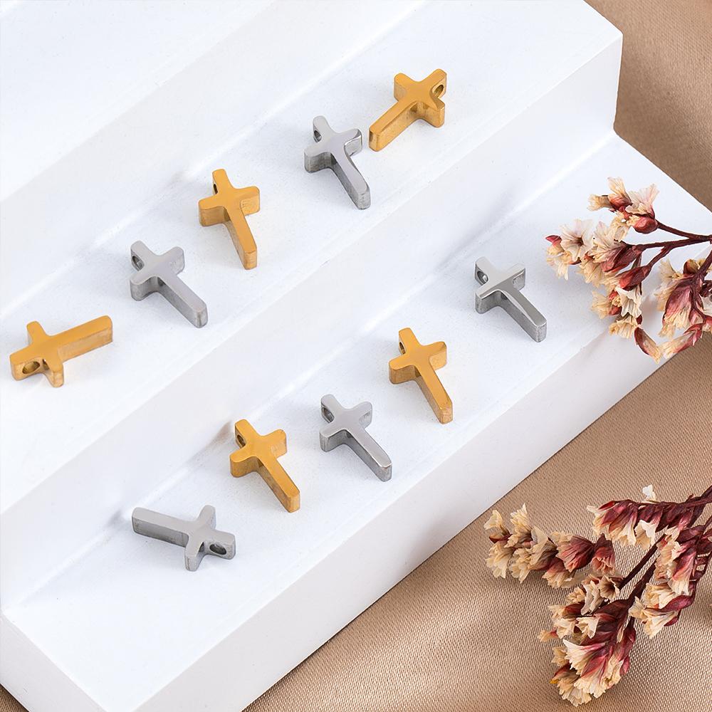 5-10pcs Stainless Steel Beads Cross Gold Color Spacer Beads for DIY Jewelry Making Components Accessories Bracelet Necklace