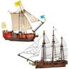 KAZI Sailboat Boat Schooner Warship Vessel Building Blocks Sets DIY  Ship Assemble Model Dolls Brick Children Toys Gifts NO BOX