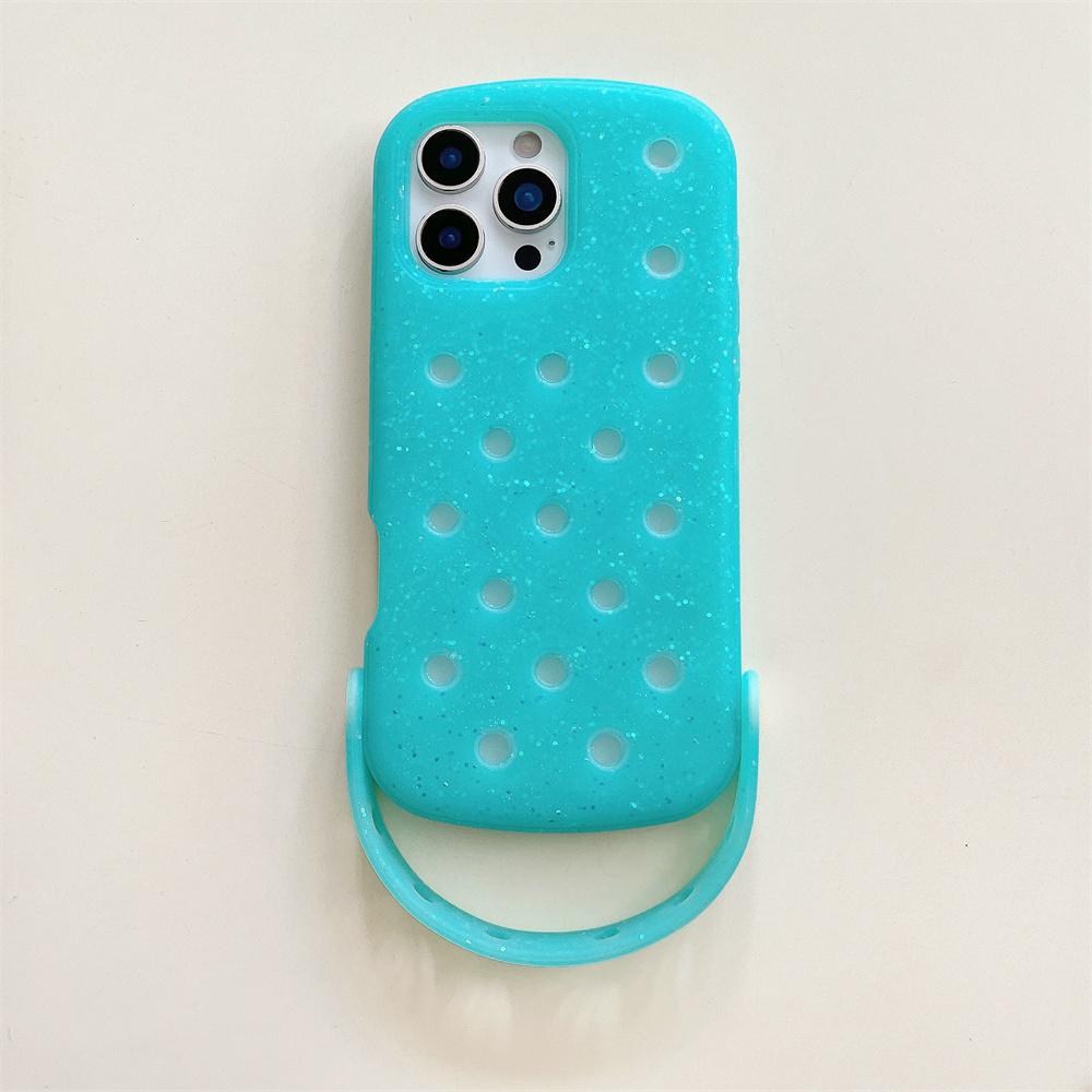 Для Crocs Подвески DIY Держатель для браслета Чехол для телефона Для iPhone 17 16 15 14 Pro Max Air 13 Однотонный Мягкий Силиконовый Задний Чехол