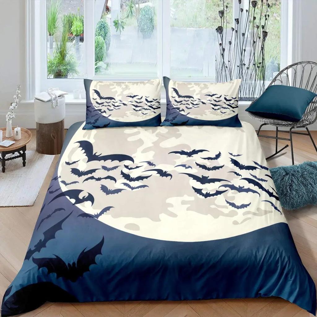 Halloween Flying Vampire Bedding Set Bats Duvet Cover Witchcraft Magic Comforter Cover Single Double King Polyester Quilt Cover