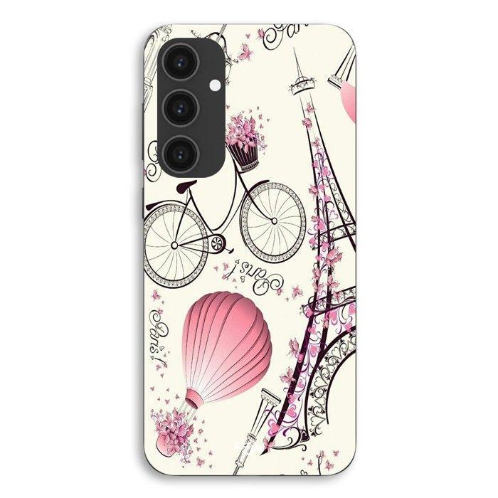Coque de téléphone - MANIACASE - Samsung Galaxy S25 Plus - Silicone TPU - Noir - Paris tour eiffel vélo