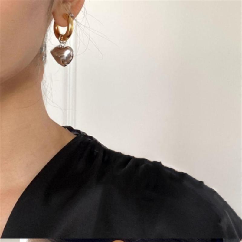 Заявление Минималистский Золотой Серебряный Цвет Смешанный Твердый Сердце Подвеска Кольца Серьги Уличный Стиль Корейская Мода Ювелирные Изделия Подарок