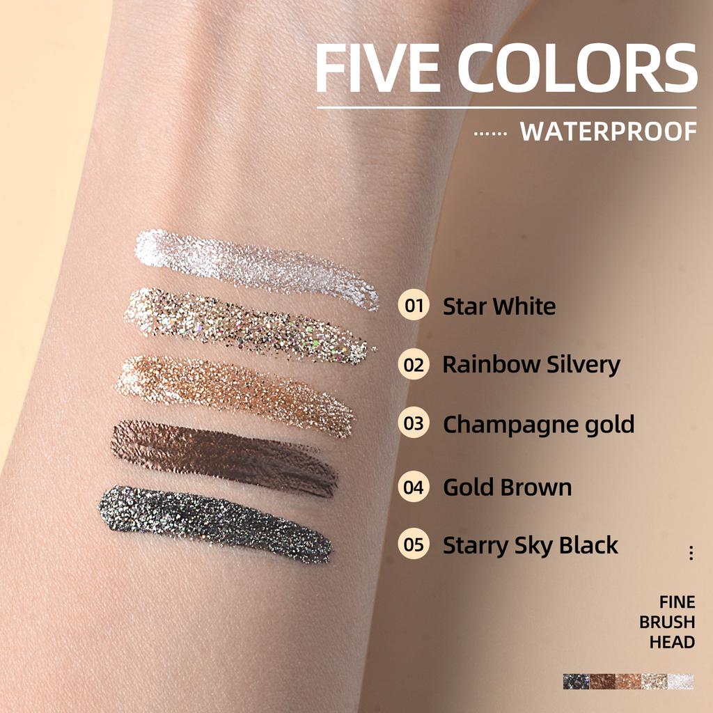 5 Colors/Pack New Glitter Liquid Eyeliner Set, Diamond Shining Waterproof Long-lasting Colorful Eyeshadow, Metallic Liquid Eye Liner Pen