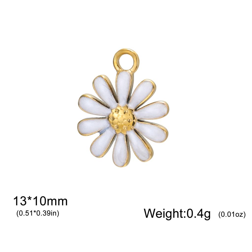 1pc Enamel Flower Charms for Jewelry Making Stainless Steel Gold Pendant for Earring Necklace Bracelet Accessories