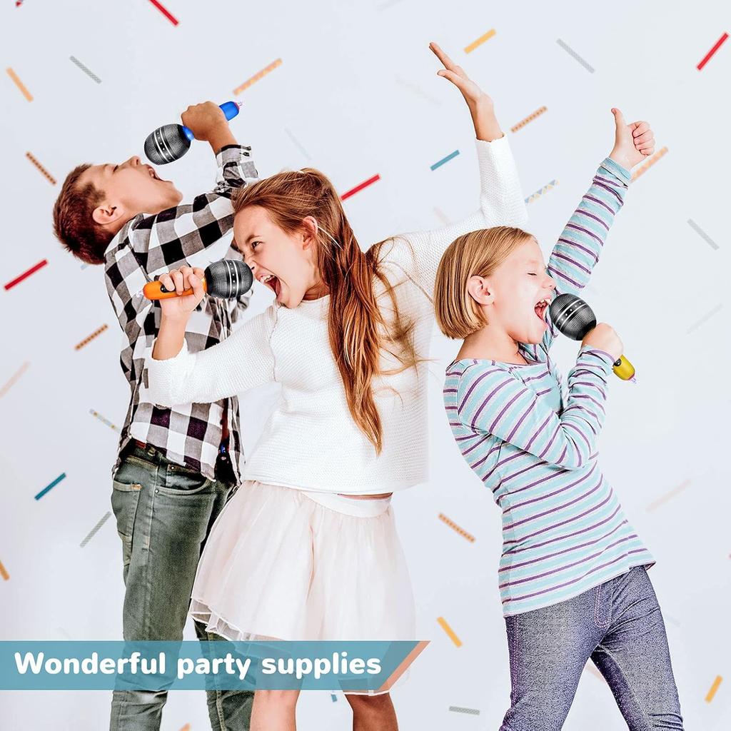 4Pcs Inflatable Microphones Random Color Blow Up Microphone Toys Music Party Decoration Props Inflatable Instrument