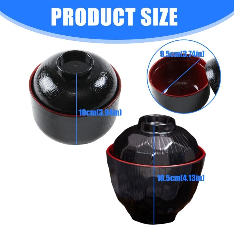 Japanese Style ABS Lidded Soup Bowl Feature Elegant Design Durable Materials for Family Use and Outdoor Activity