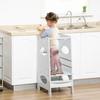 Kids Step Stool Toddler Kitchen Stool with Adjustable Standing Platform, Grey