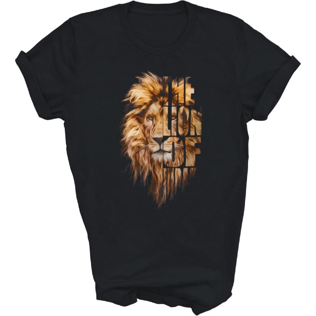 MPSstudio Christian Jesus Lion of Tribe Judah Cross Unisex Shirt Gift Women Men T-Shirt (Black;XL)