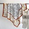 New Retro Printed Elegant 90cm Twill Fabric Stole Flower Sunscreen Wrap Square Scarf For Women