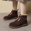 GKTINOO  Snow Boots Women Cow Suede Furry Solid Color Round Toe Hook & Loop Flat With 2025 Winter Lasies Shoes Handmade