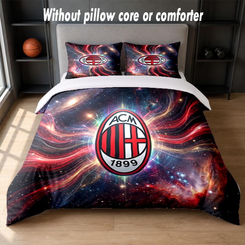 AC Milan Design Bed Bedding Set 1 Duvet Cover + 2 Pillowcases Soft Breathable Household Bed Linens