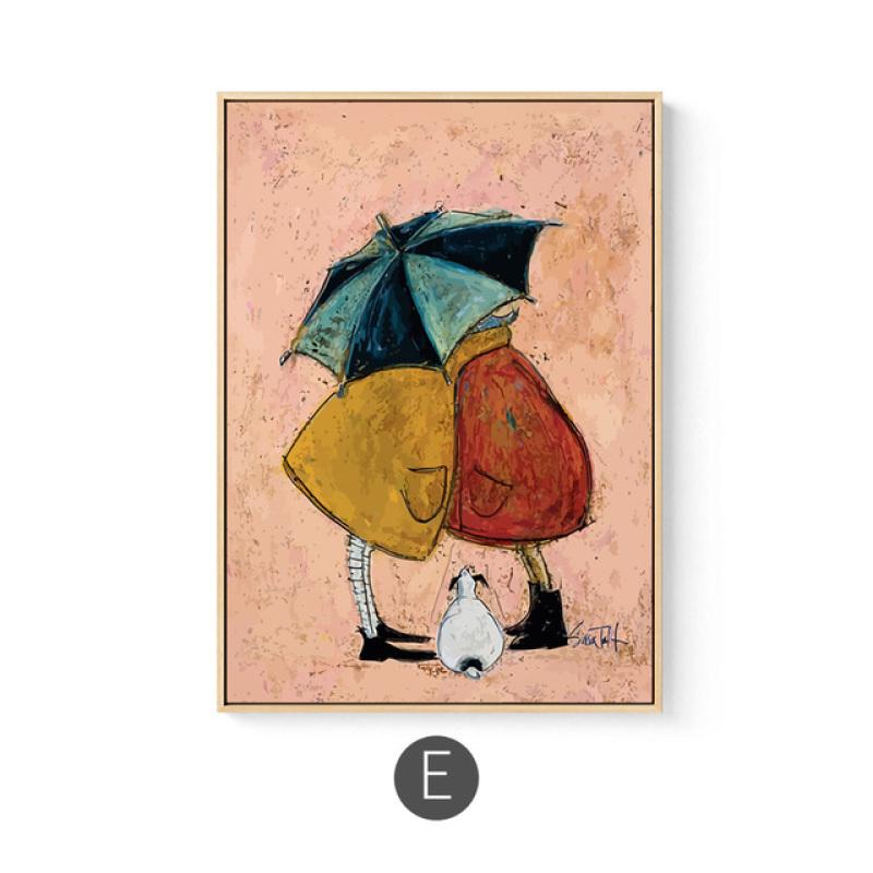 Maeham Nordic Family Happy Рисунок Холст Картина Плакаты Возврат Настенный художественный постер для Morden Гостиная Домашний декор