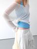ATELIER NAIN Crocher Crop V-Neck Knit (T-7252)