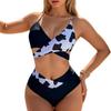 2024 Купальник бикини с высокой талией, сексуальный, на шнуровке, с принтом