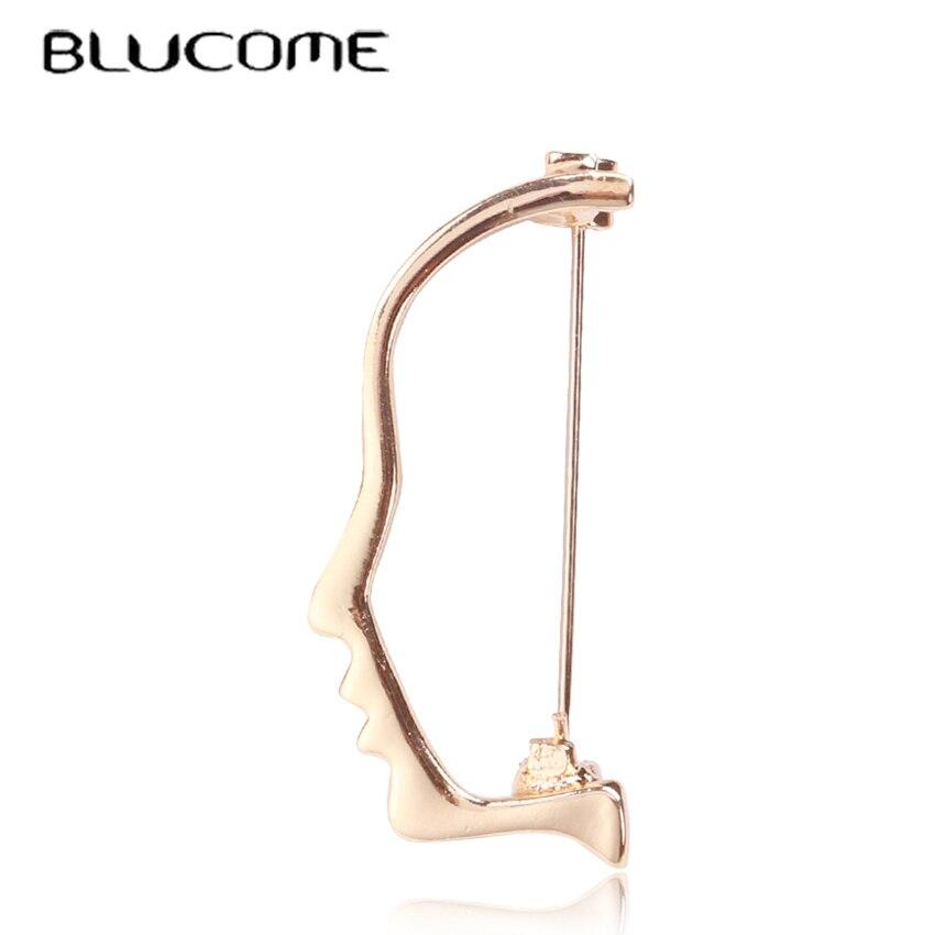 Blucome Абстрактные броши в форме половины лица для детей, булавка золотого цвета для пальто, короткие модные аксессуары, брошь, значок