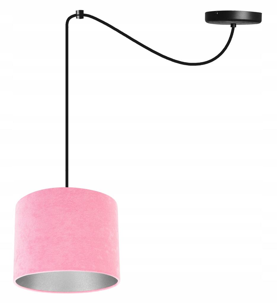 Pendant lamp, ceiling chandelier, chrome, velvet lampshade