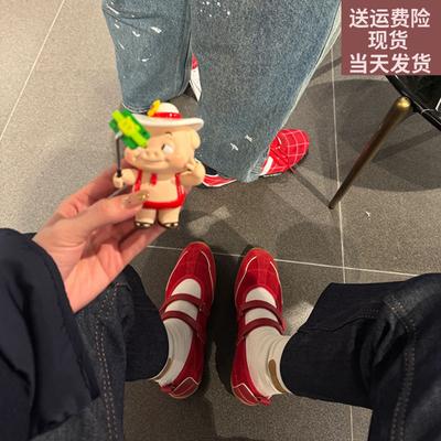 Внутренний подъем из овчины 4 см, ретро красные туфли, туфли Мэри Джейн, женские повседневные туфли на липучке для моральной подготовки, универсальные туфли-лодочки