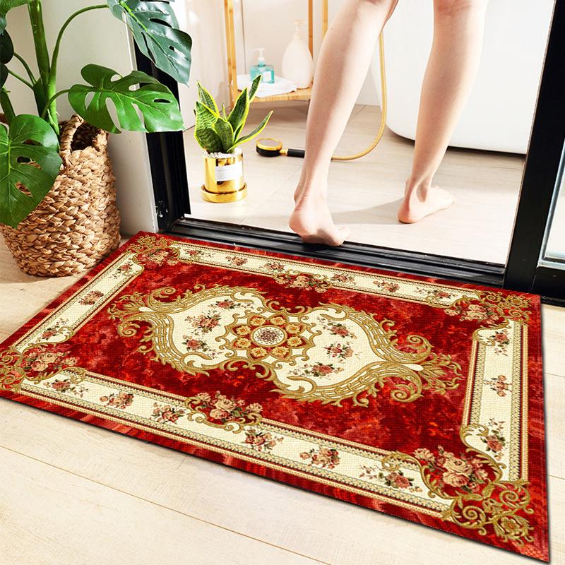European Crystal Velvet Absorbent Floor Mat for Entrance, Bathroom, Bedroom, or Living Room - Washable.