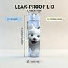 1PC White Fluffy Puppy Breaking Wall Print 750ml Color Plastic Sports Water Bottle Leakproof Flip Straw Lid Suitable for Sports Office Home Use
