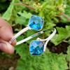 Faceted Glass Gemstone 925 Sterling Silver Plated Adjustable Unisex Cuff Bangle/Bracelet Jewelry