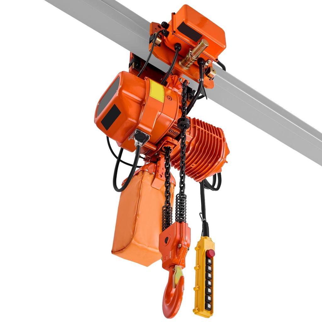 2000 kg Electric Chain Hoist, 6.1 m Lifting Height, Three-Phase Overhead Crane with 100 m Wireless & 4.8 m Wired Remote Control, Double G100 Chain