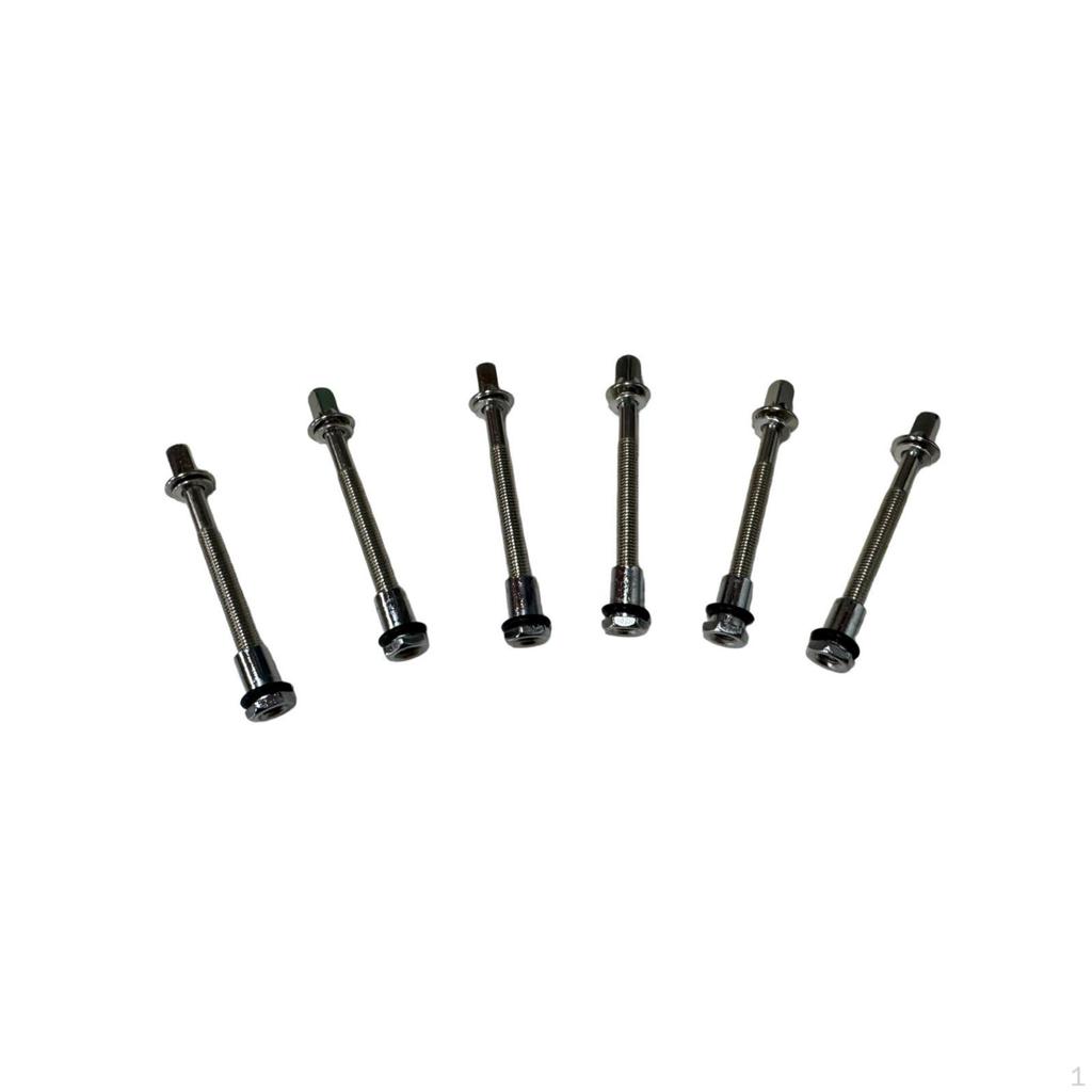 6 Pieces Drum Screws with Washers Metal Tension Rods Silver-Toned for Drummers