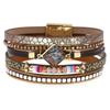 Кожаный браслет Crystal Wrap Bohemia Bangle Женский ювелирный аксессуар