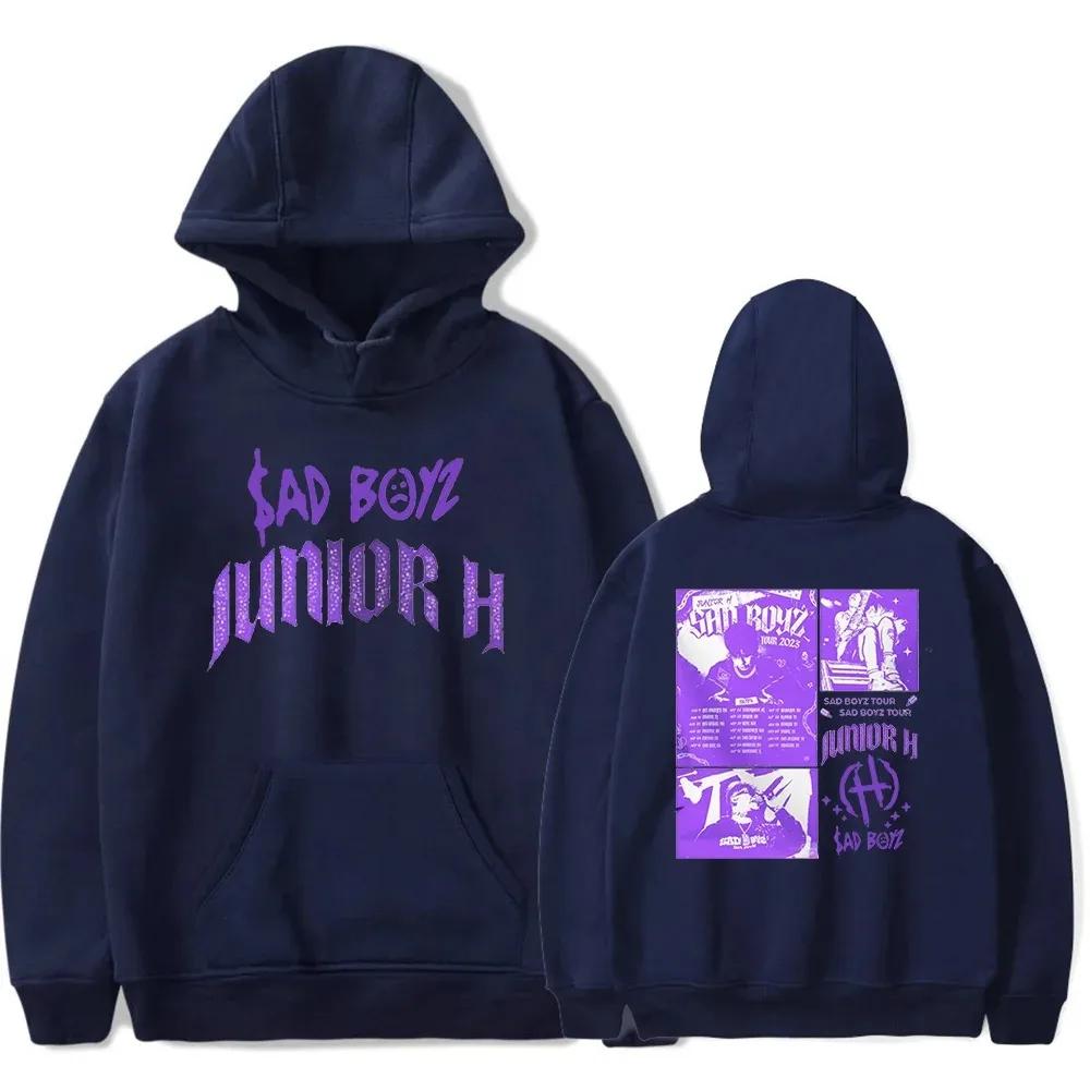 Junior H 2024 Tour Hoodies Sad Boyz Концертный товар Популярная графика Принт Женщины Мужчины Толстовки Повседневный свободный пуловер с капюшоном Топы
