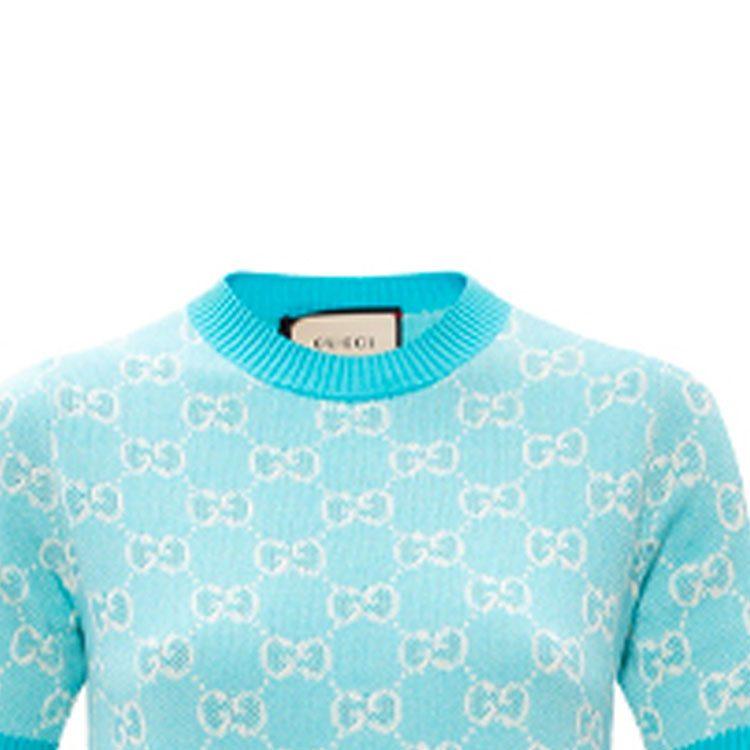 Gucci Платье с коротким рукавом Женское Светло-голубое 629464-XKBHQ-4692