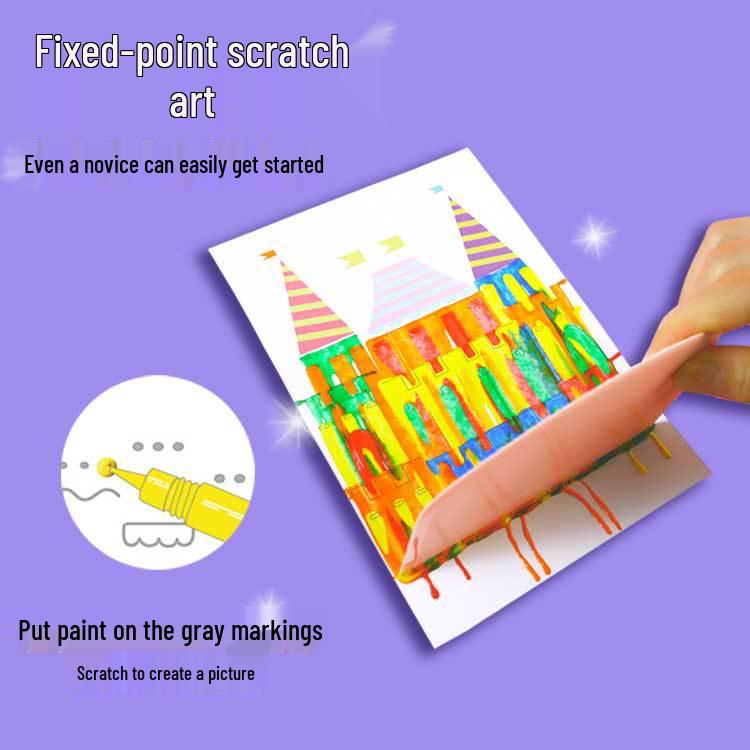 Kids' Rainbow Scratch Art DIY Pointillism Bookmarks & Postcards