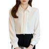 [Lalapala] Shirt Ladies Long Sleeve White Blouse Spring Relaxing Tack Refreshing Shirt Tops Beautiful Elegant Big Size Mix and Match Dress Slimmer