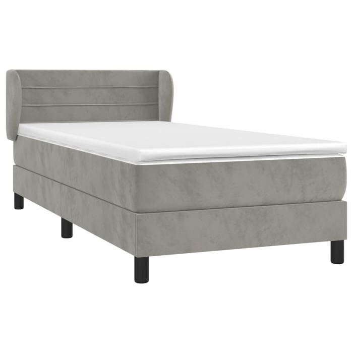 Maison Exclusive - Sommier à lattes de lit et matelas Gris clair 90x190 cm Velours