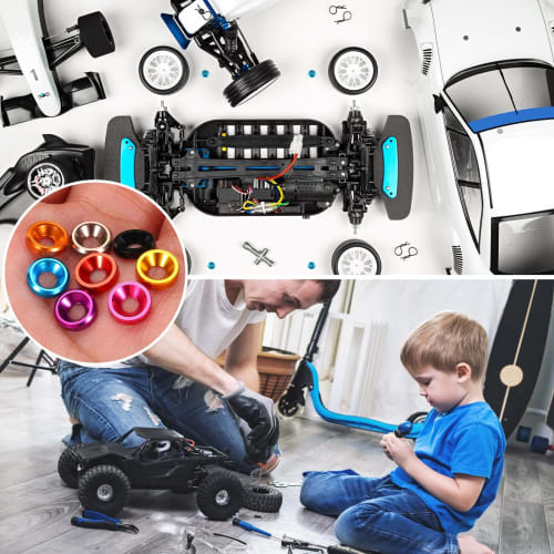 uxcell M4 Countersink Washers, Cone Cup Type, Anodized Aluminum Gasket Cup Head Washers for RC/FPV/PC/Drone/Machine Accessories Model Parts, 50pcs (Ti