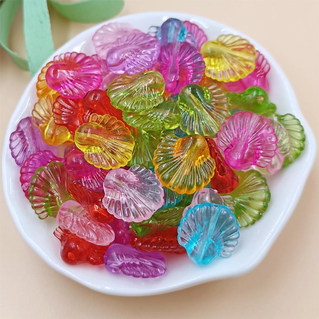 Home Party Supplies Hand-Beaded Mixed Color Flower Heart Shell Candy Candy Color DIY Loose Beads Beads With Hole Crafted 150Pcs for Jewelry Making