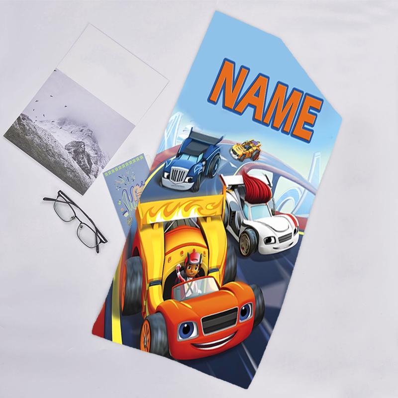 1pc Blaze and the Monster Machines2 Beach Towel with Custom Name, Beach/Swimming/Bath/Picnic/Camping Towel, Suitable for Seaside Beaches