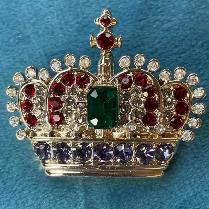 Женские Мужские Дворцовый Стиль Корона Хрустальные Значки Булавки Унисекс Средний Дизайн Изысканная Винтажная Диадема Вечерние Броши Украшения