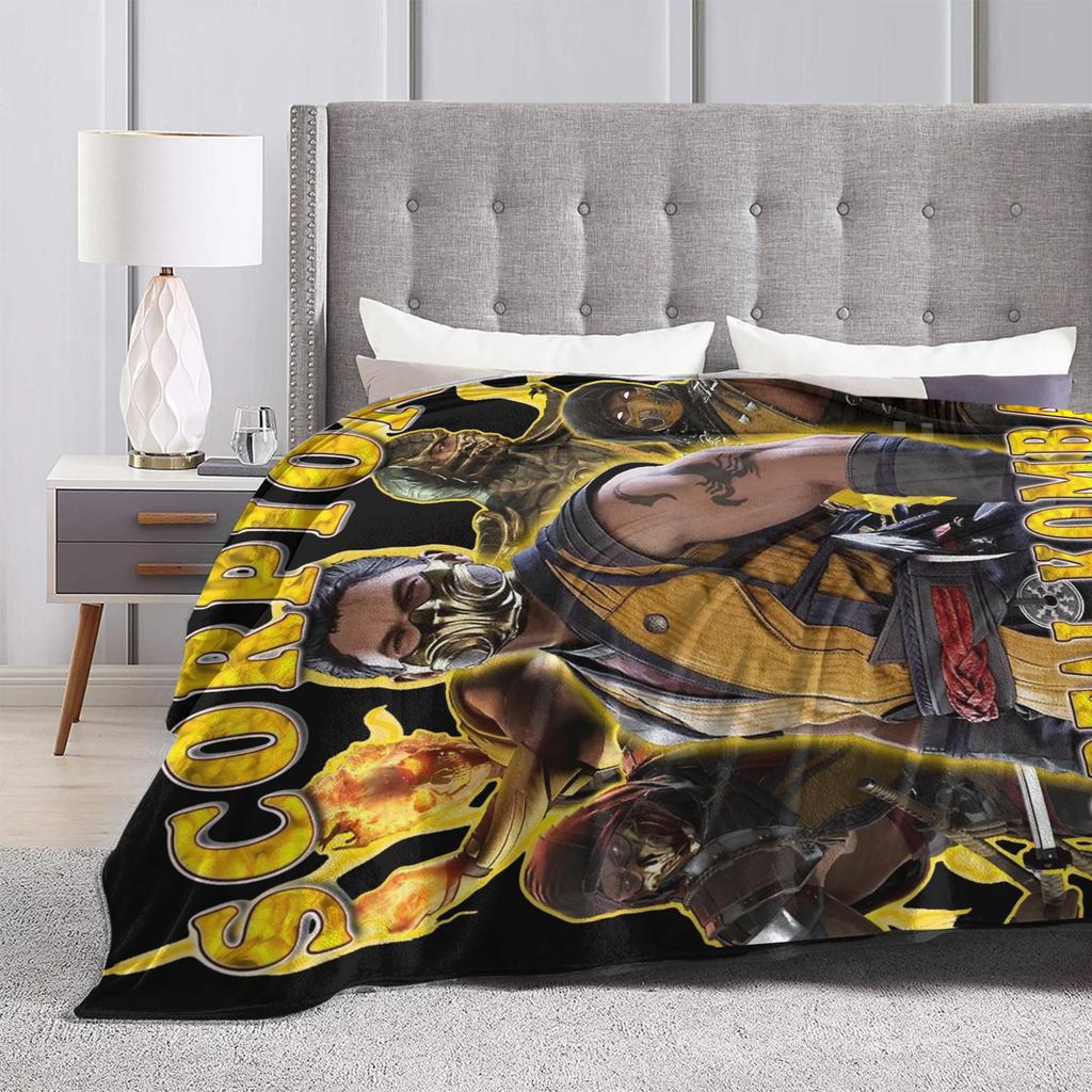 Mortal Kombat Скорпион MK Пледы Шерстяные Смешные Мягкие Пледы для Постели Гостиной Декора