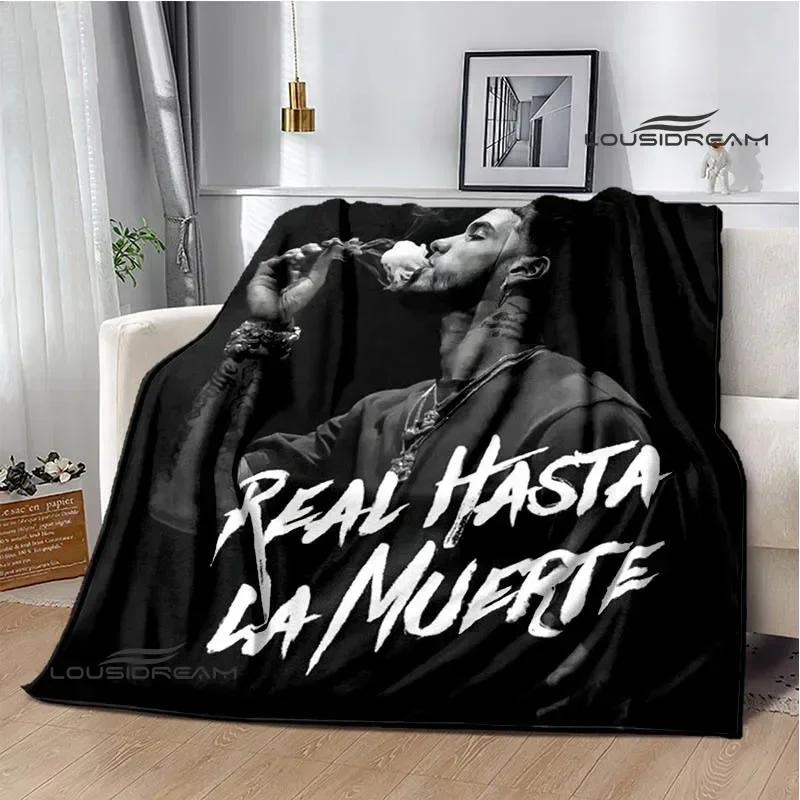 Пледы с принтом рэпера Anuel AA Плед для пикника Фланелевый Теплый плед Мягкий уютный плед Дорожные пледы Постельные принадлежности Подарок на день рождения