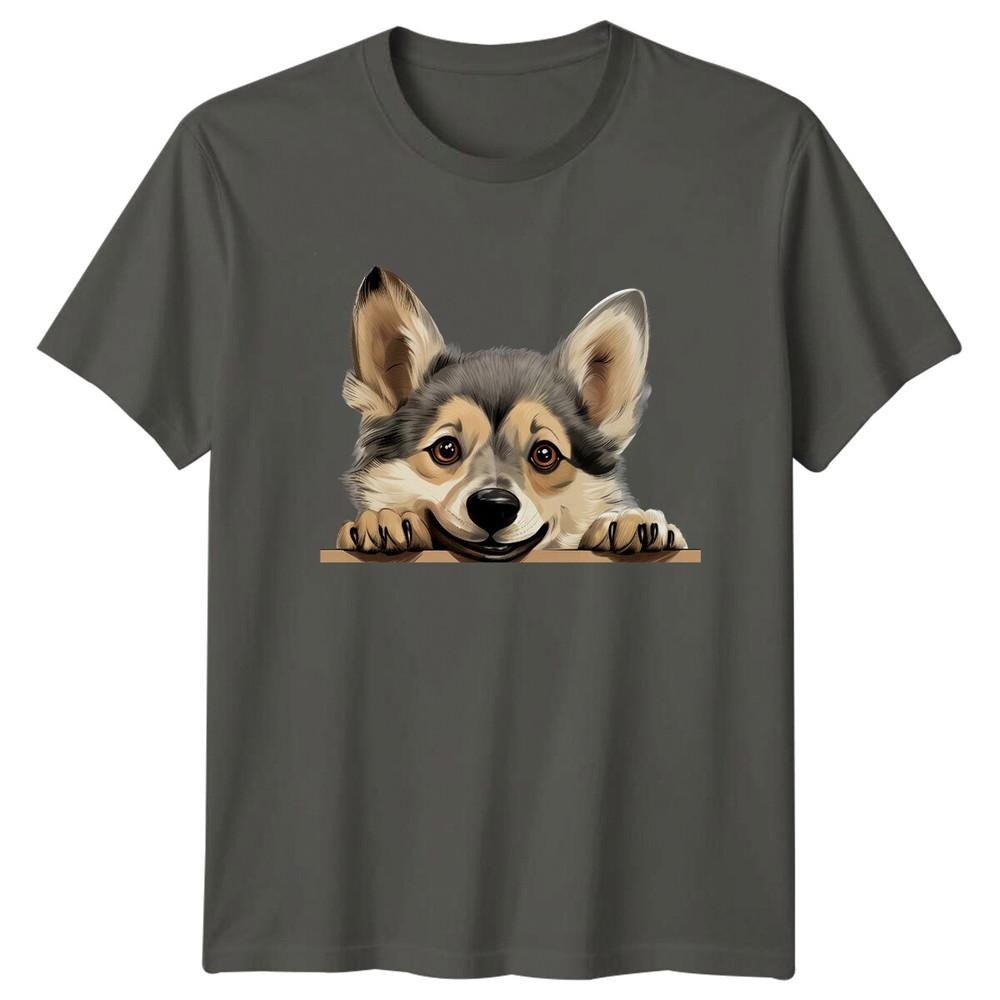 Cute Corgi Peeking Dog TShirt Adorable Puppy Tee